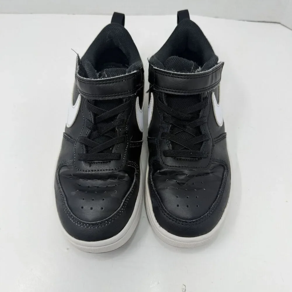 NIKE Court Borough Low 2 BQ551-002 Boy’s 2Y Black White Shoes Sneakers Low Top